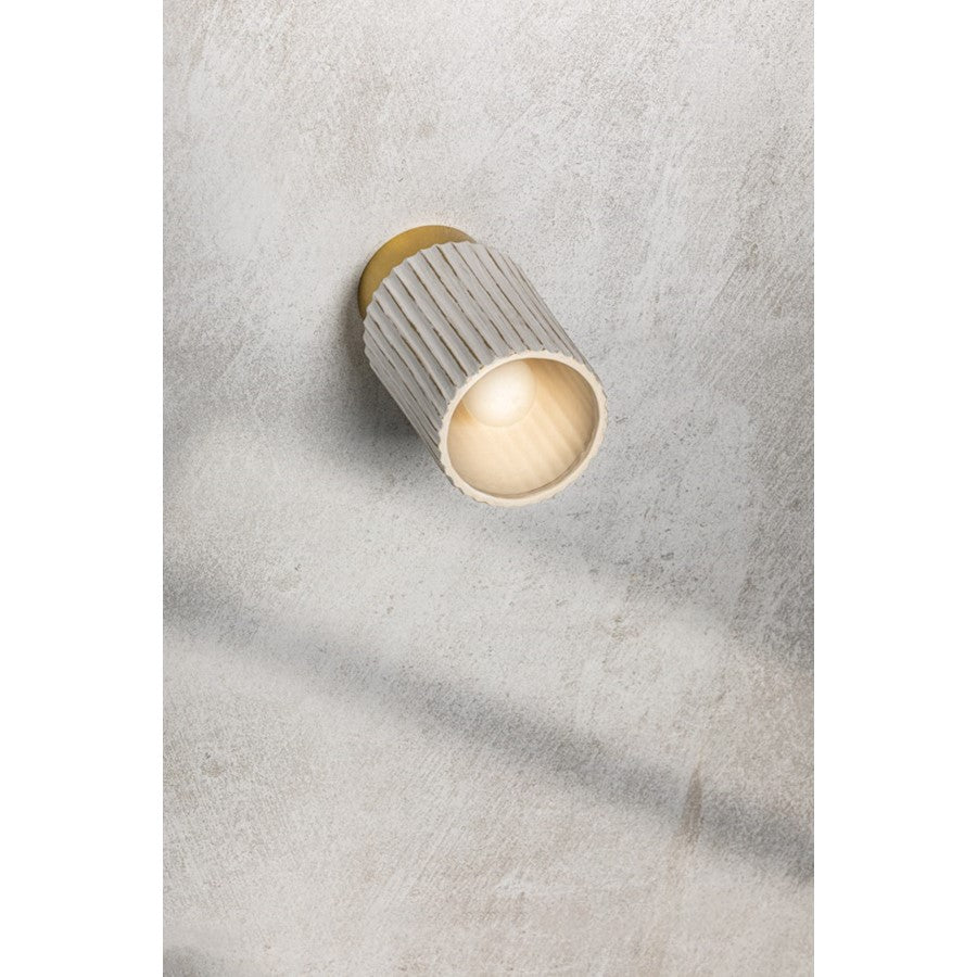 Mitzi Corissa 1 Light Flush Mount, Brass/Ceramic Bisque/White