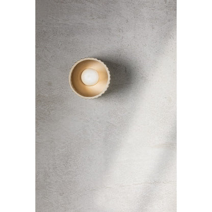 Mitzi Corissa 1 Light Flush Mount, Brass/Ceramic Bisque/White