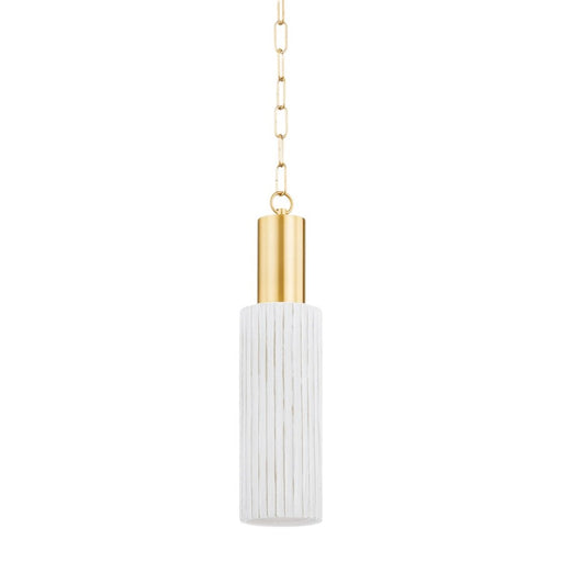 Mitzi Corissa 1 Light Pendant, Brass/Ceramic Bisque/White - H830701-AGB-CWB