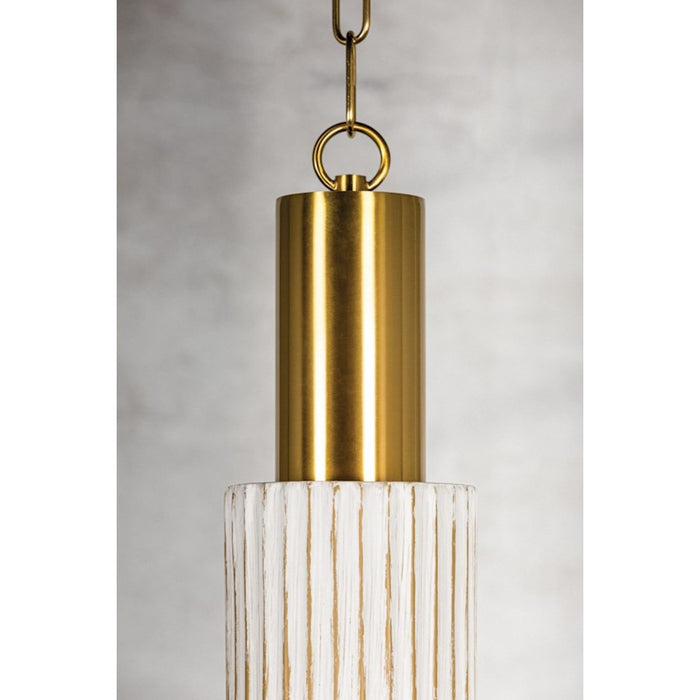 Mitzi Corissa 1 Light Pendant, Brass/Ceramic Bisque/White