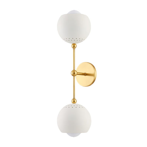 Mitzi Saylor 2 Light Wall Sconce, Aged Brass/Soft Cream - H832102-AGB-SCR