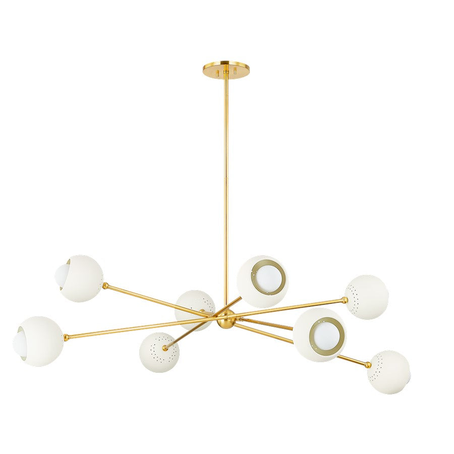 Mitzi Saylor 8 Light Chandelier, Aged Brass/Soft Cream - H832808-AGB-SCR