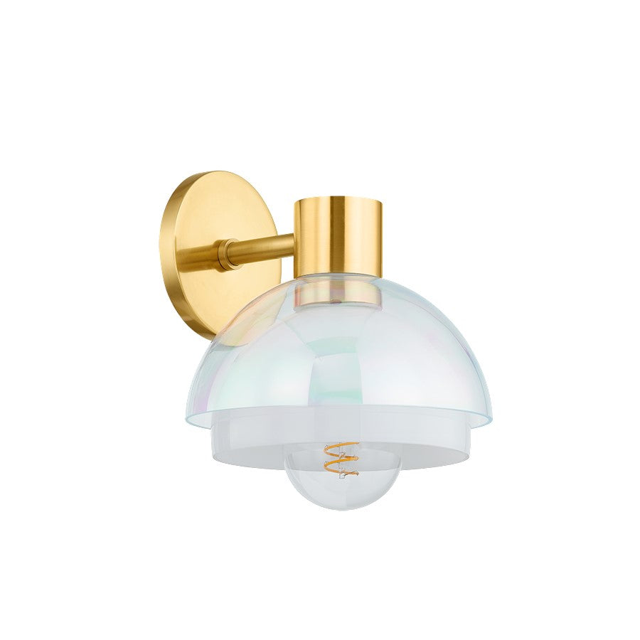 Mitzi Modena 1 Light Wall Sconce, Aged Brass/Opal Shiny - H844101-AGB