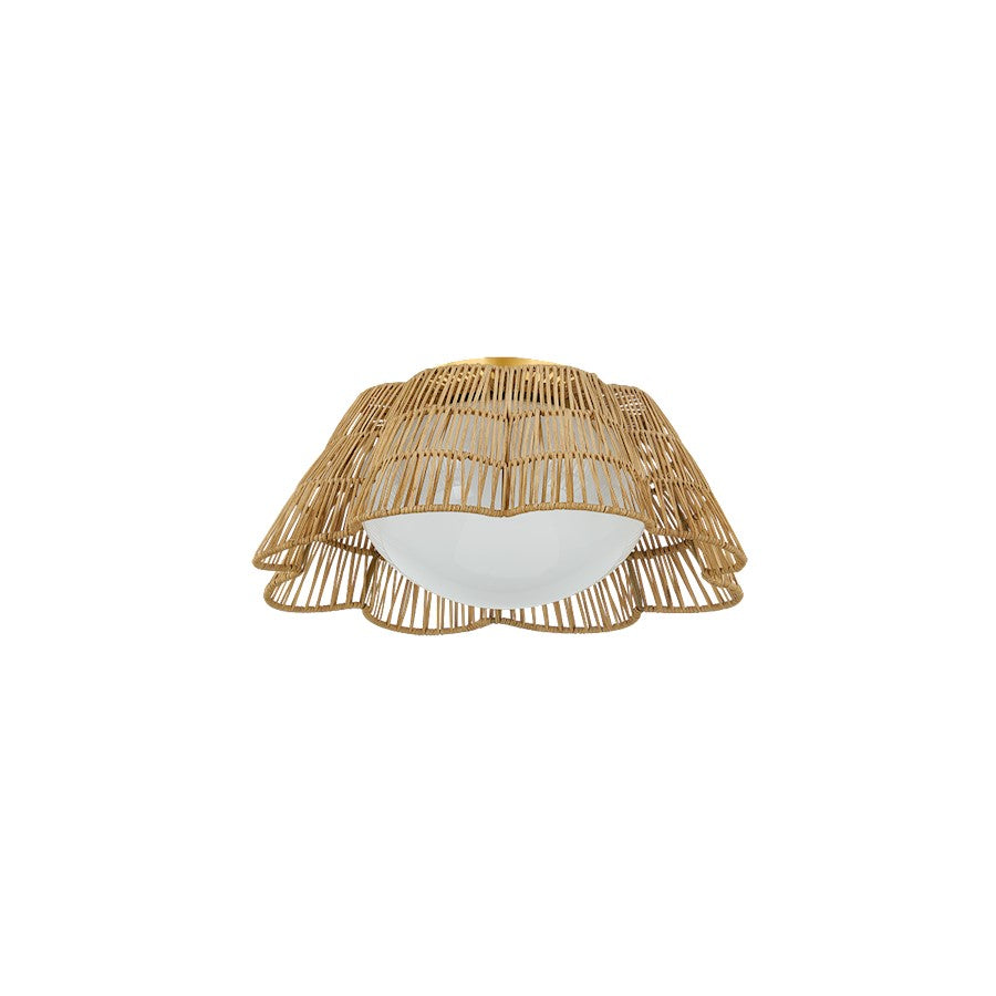 Mitzi Rosa 1 Light Flush Mount, Aged Brass/Natural - H856501-AGB