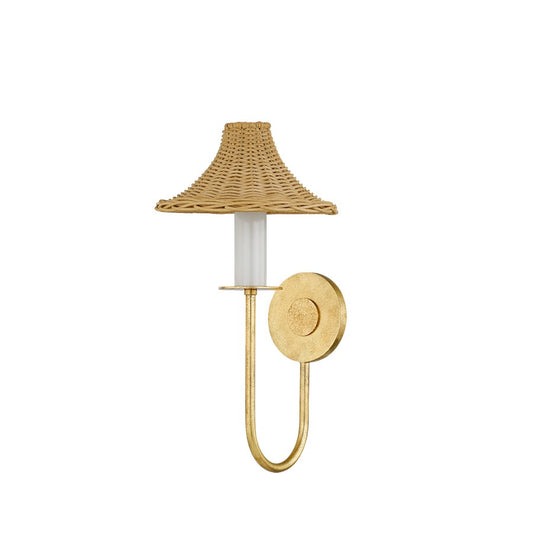 Mitzi Twila 1 Light Wall Sconce, Vintage Gold Leaf/Natural - H868101-VGL