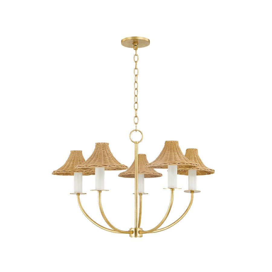 Mitzi Twila 5 Light Chandelier, Vintage Gold Leaf/Natural - H868805-VGL