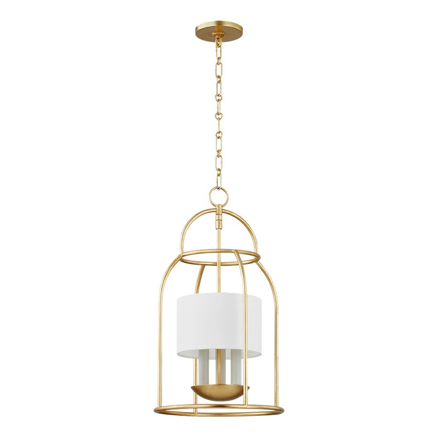 Mitzi Delia 3 Light Lantern, Vintage Gold Leaf/White - H871703-VGL