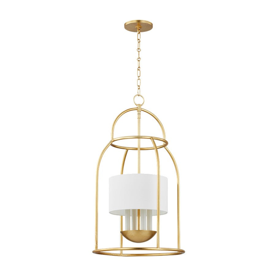 Mitzi Delia 4 Light Lantern, Vintage Gold Leaf/White - H871704-VGL