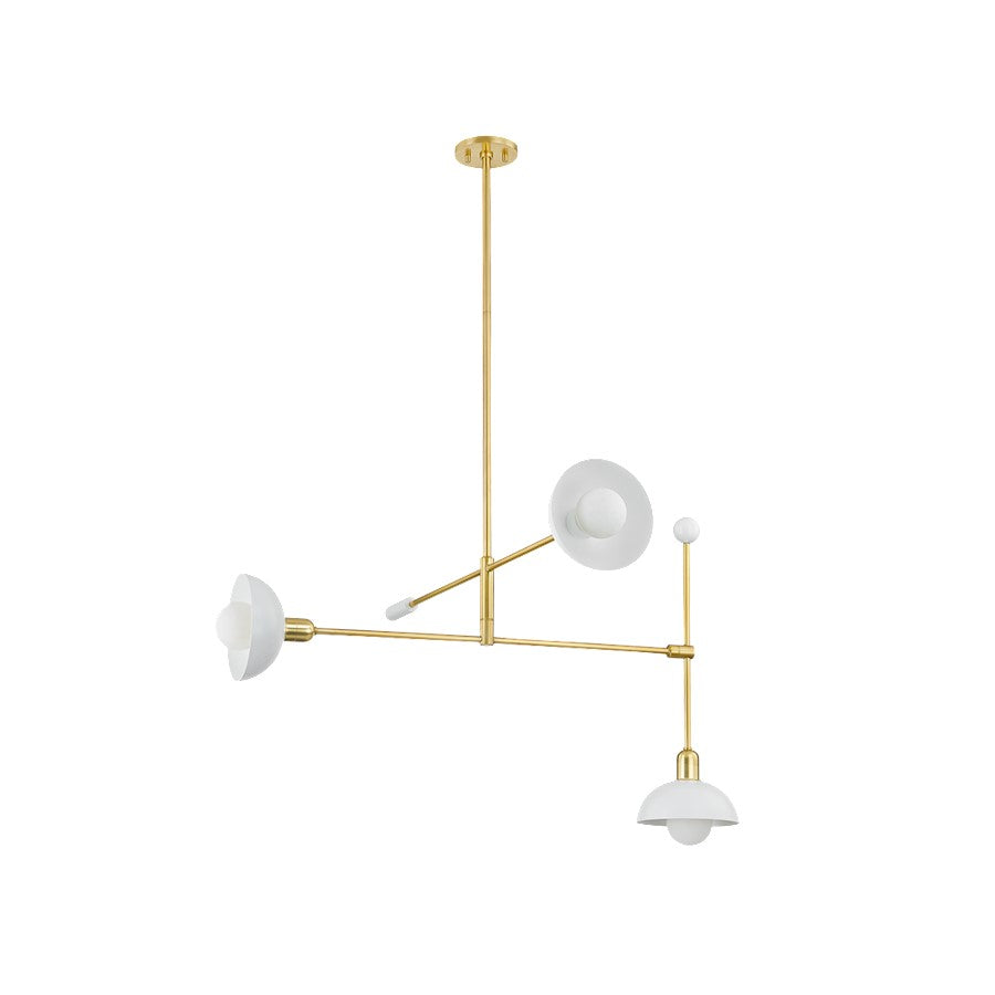 Mitzi Billie 3 Light Chandelier, Aged Brass/Soft White - H878803-AGB-SWH