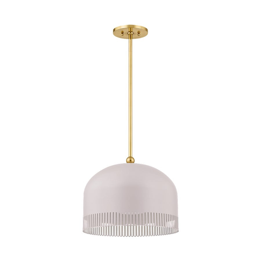 Mitzi Liba 1 Light 10.5" Pendant, Aged Brass/Soft Peignoir - H884701L-AGB-SPG