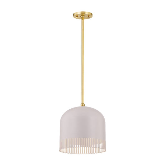 Mitzi Liba 1 Light 9.5" Pendant, Aged Brass/Soft Peignoir - H884701S-AGB-SPG