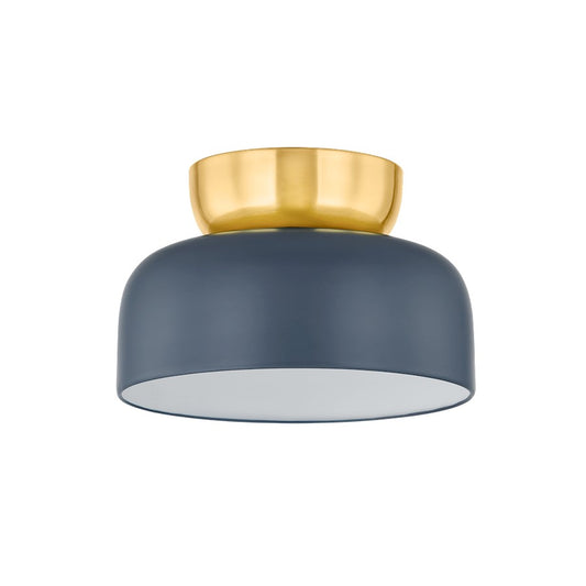 Mitzi Batya 1 Light 8.75" Flush Mount, Brass/Slate Blue/Blue - H890501L-AGB-SBL