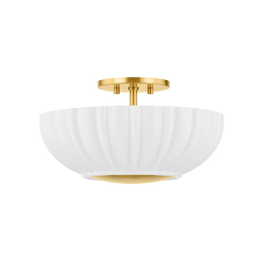 Mitzi Anne 2 Light Flush Mount, Aged Brass/Opal Shiny - H966502-AGB