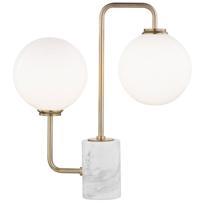 Mitzi by Hudson Valley Mia 2 Light Table Lamp, Marble Base, Brass