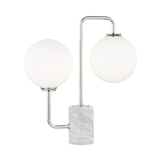 Mitzi Mia 2 Light Table Lamp, Polished Nickel/White - HL170201-PN