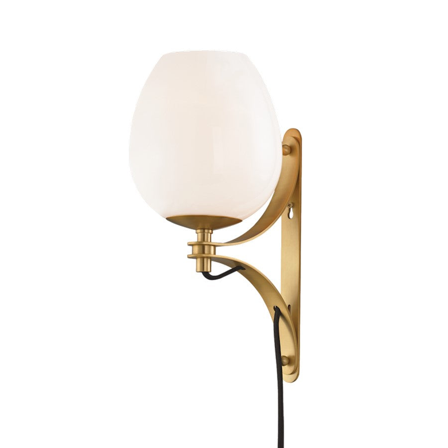 Mitzi Lindsay 1 Light Wall Sconce, Aged Brass/Opal Shiny - HL291101-AGB