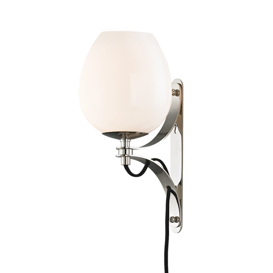 Mitzi Lindsay 1 Light Wall Sconce, Polished Nickel/Opal Shiny - HL291101-PN