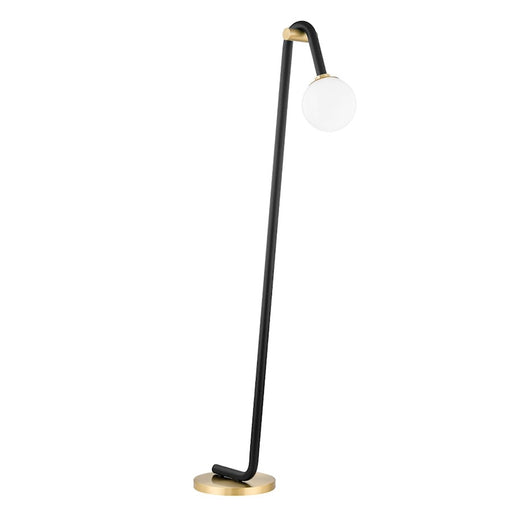 Mitzi Whit 1 Light Floor Lamp, Aged Brass/Black/Opal Glossy - HL382401-AGB-BK