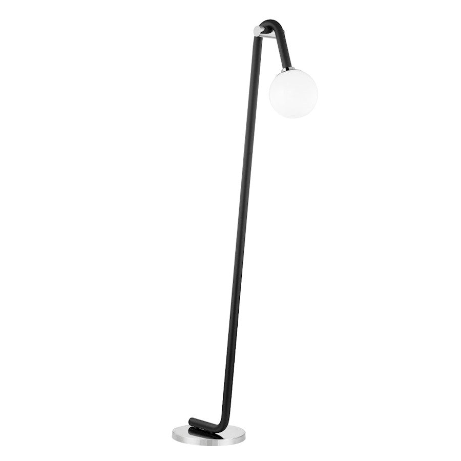 Mitzi Whit 1 Light Floor Lamp, Polished Nickel/Black/Opal - HL382401-PN-BK