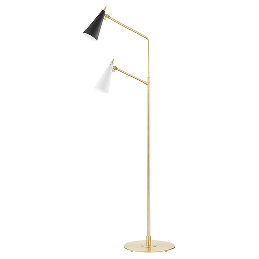 Mitzi Moxie 2 Light Floor Lamp, Aged Brass - HL441402-AGB-BKWH