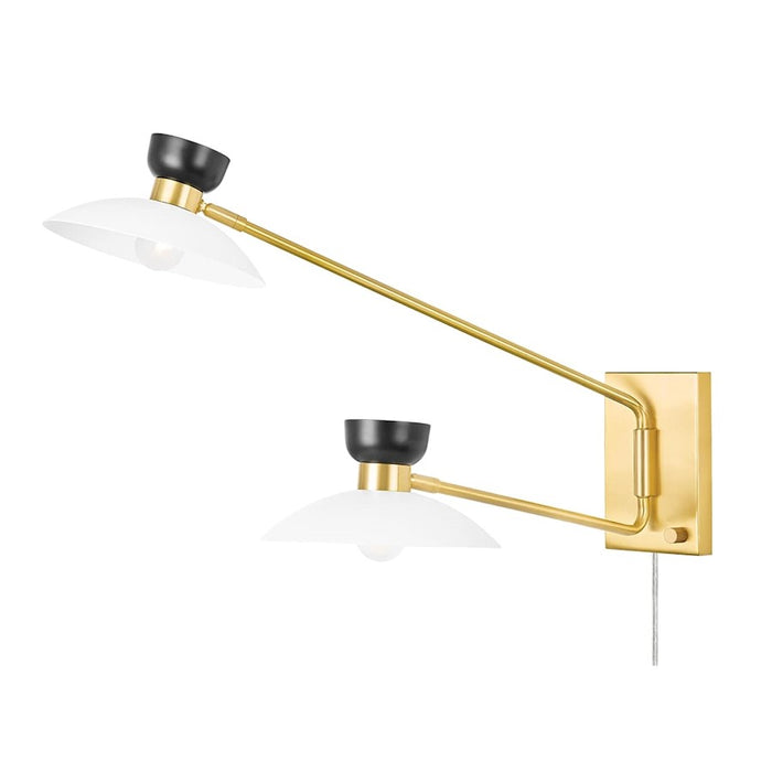 Mitzi Whitley 2 Light Wall Sconce Plug, Aged Brass - HL481202-AGB