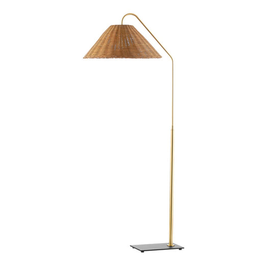Mitzi Lauren 1 Light Floor Lamp, Aged Brass/Natural - HL599401-AGB-TBK