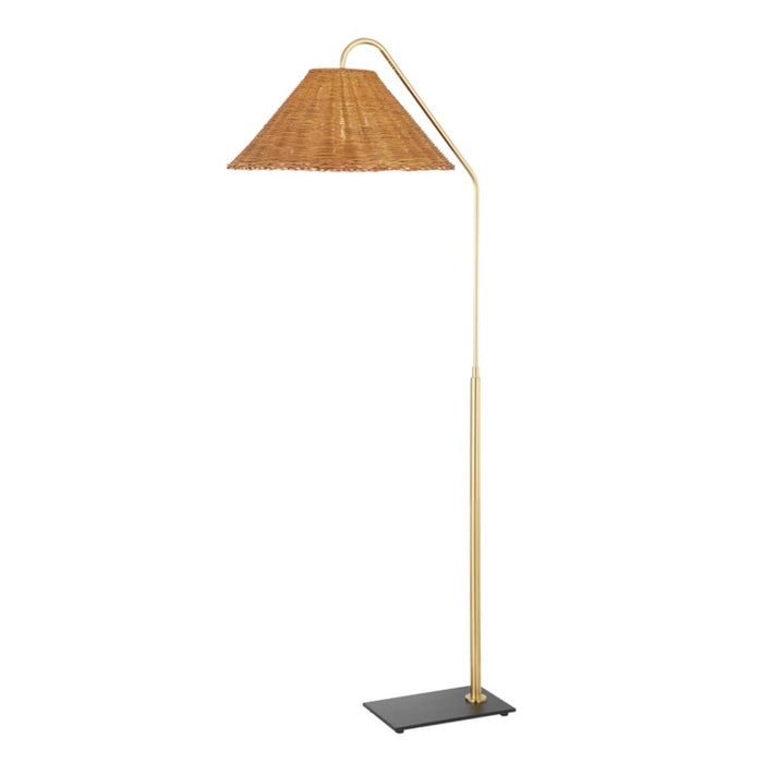 Mitzi Lauren 1 Light Floor Lamp, Aged Brass/Natural