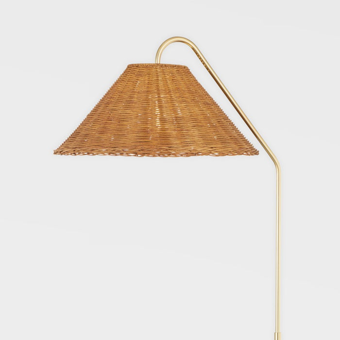 Mitzi Lauren 1 Light Floor Lamp, Aged Brass/Natural