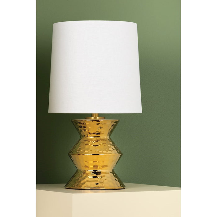 Mitzi Zoe 1 Light Table Lamp, Aged Brass/White