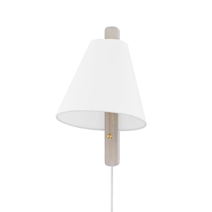 Mitzi Ellen 1 Light Plug-in Sconce, Aged Brass/White - HL636201-AGB-WWA