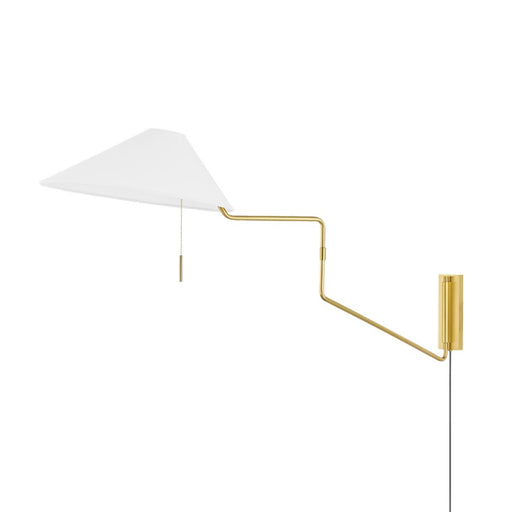 Mitzi Aisa 1 Light Plug-in Sconce, Aged Brass/White - HL647201-AGB