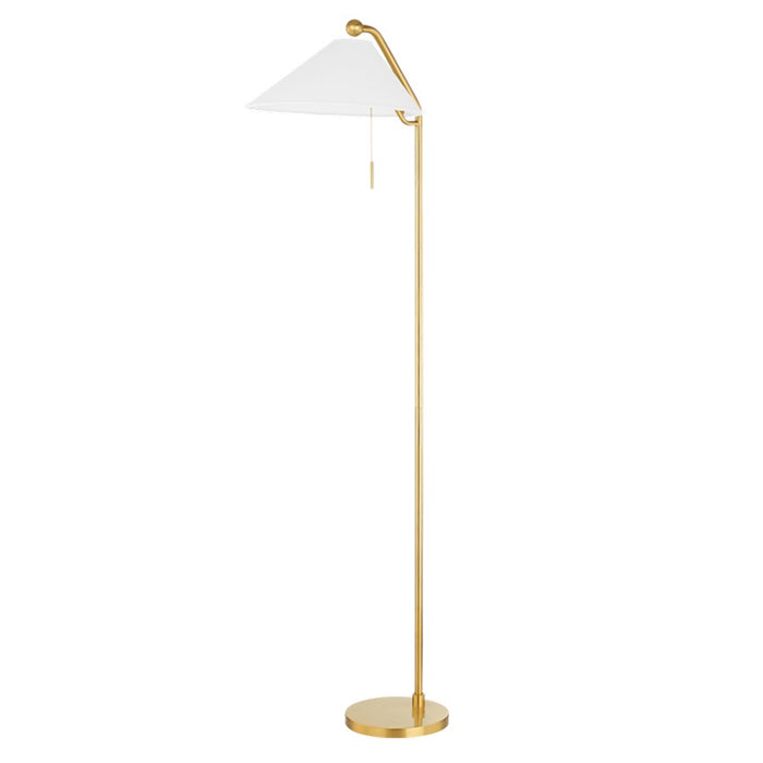 Mitzi Aisa 1 Light Floor Lamp, Aged Brass/White - HL647401-AGB
