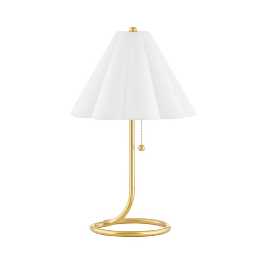 Mitzi Martha 1 Light Table Lamp, Aged Brass/Off-White - HL653201-AGB