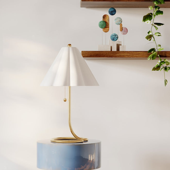 Mitzi Martha 1 Light Table Lamp, Aged Brass/Off-White