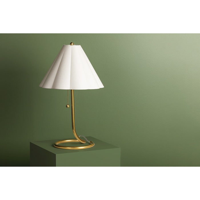 Mitzi Martha 1 Light Table Lamp, Aged Brass/Off-White