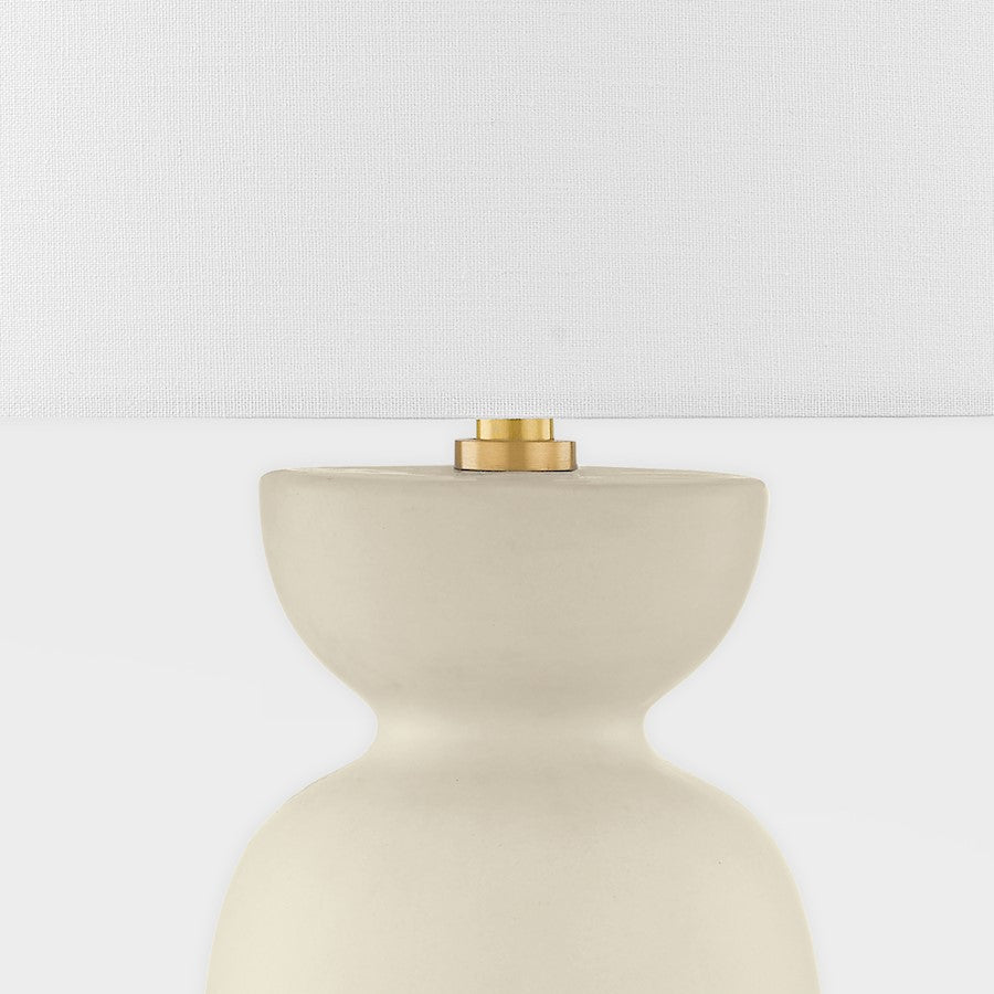 Rhea Table Lamp, Aged Brass/White