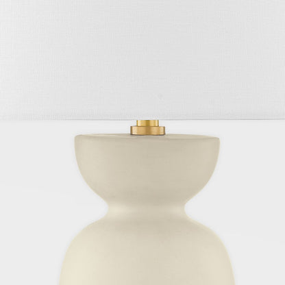 Rhea Table Lamp, Aged Brass/White