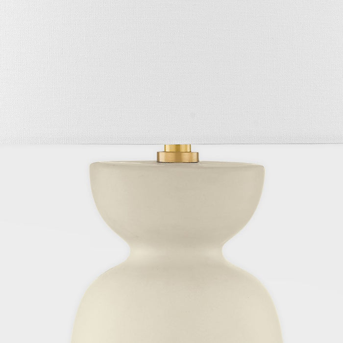 Mitzi Rhea 1 Light Table Lamp, Aged Brass/White