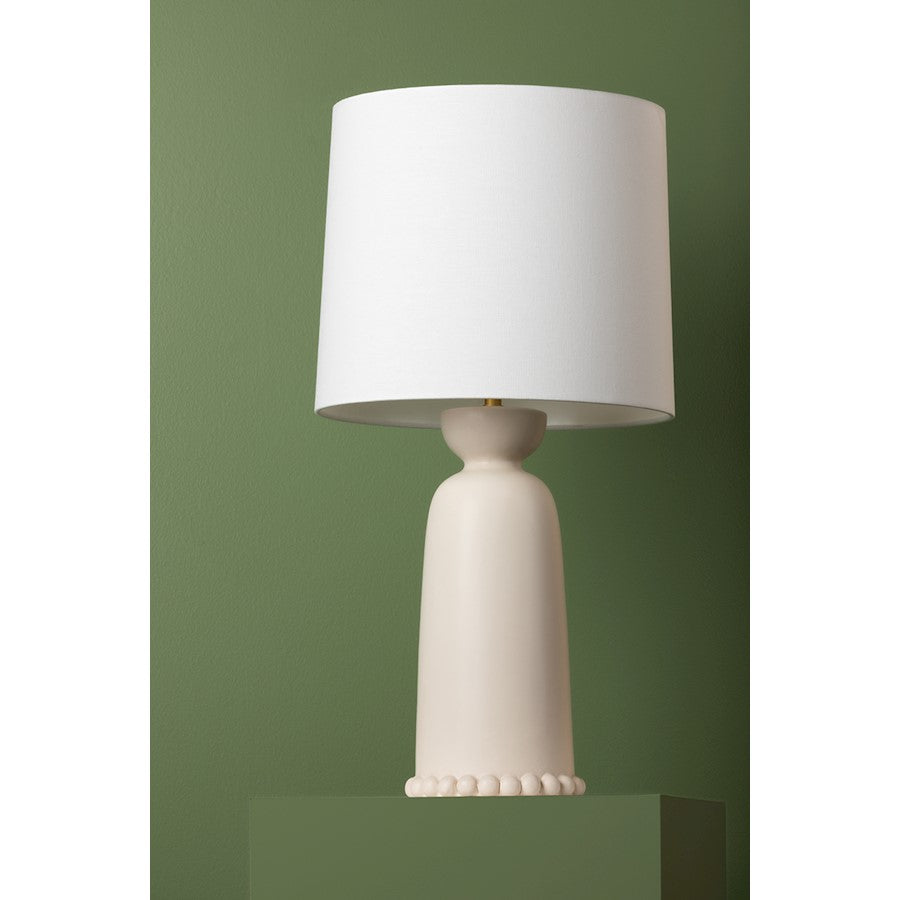Rhea Table Lamp, Aged Brass/White