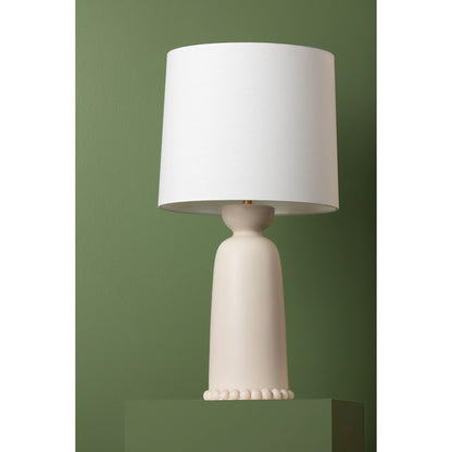 Rhea Table Lamp, Aged Brass/White