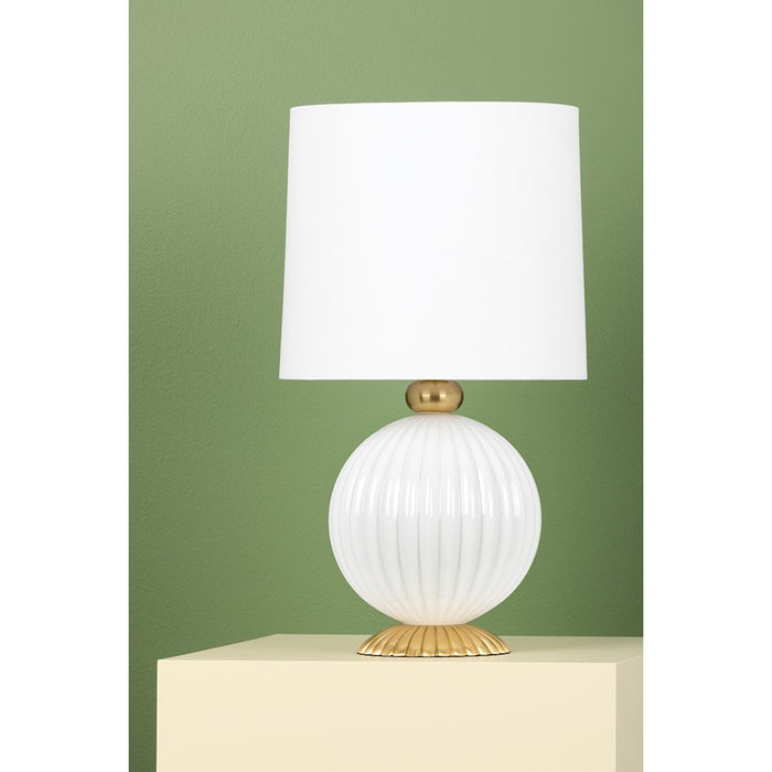 Mitzi Vera 1 Light Table Lamp, Aged Brass/White