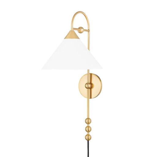 Mitzi Sang 1 Light Wall Sconce, Aged Brass/White - HL682201-AGB