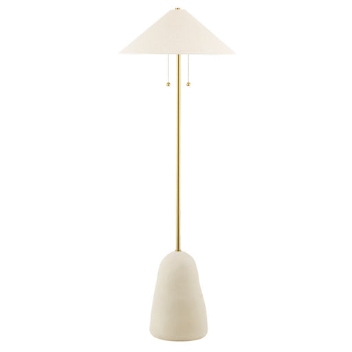 Mitzi Maia 2 Light Floor Lamp, Brass/Ceramic Textured Beige - HL692401-AGB-CBG