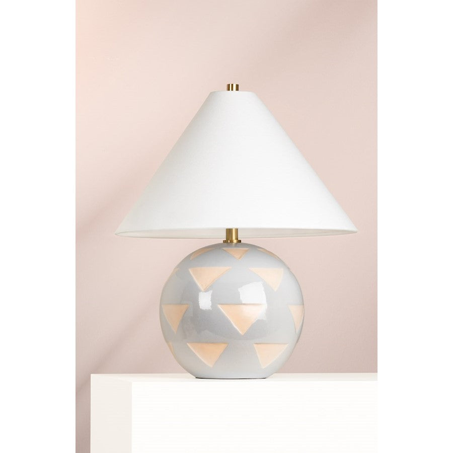 Minnie Table Lamp, Aged Brass/White