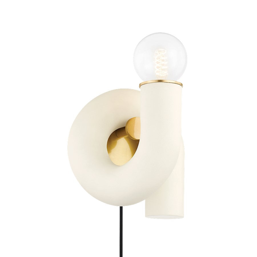 Jolie 1 Light Plug-In Sconce, Aged Brass