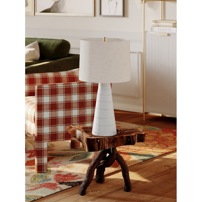 Mitzi Melinda 1 Light Table Lamp, Brass/Ceramic White/White