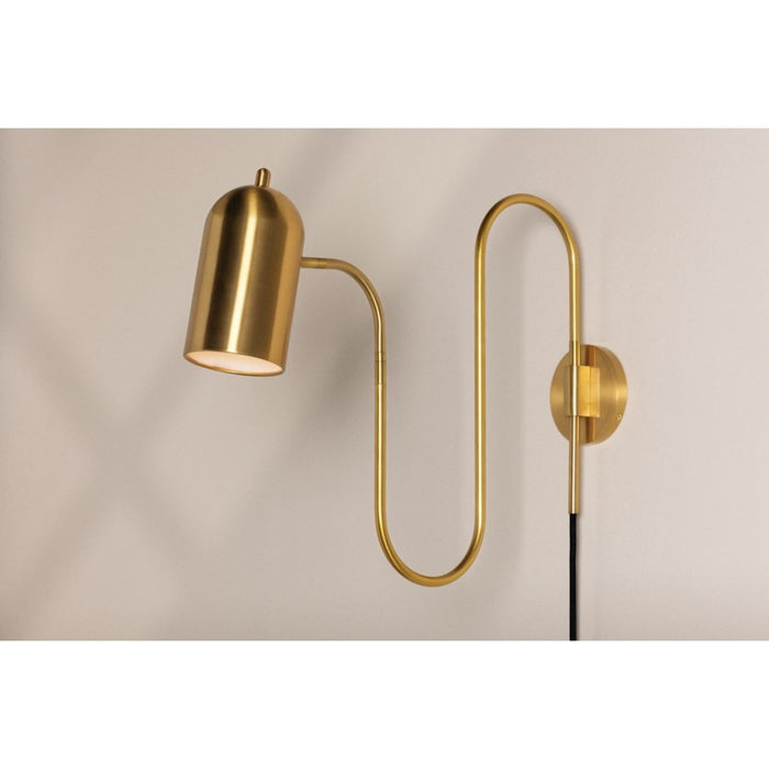 Mitzi Romee 1 Light Plug-In Sconce, Aged Brass