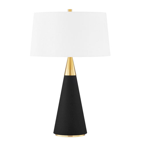 Mitzi Jen 1 Light Table Lamp, Aged Brass/Black Linen/White - HL819201-AGB-BKL