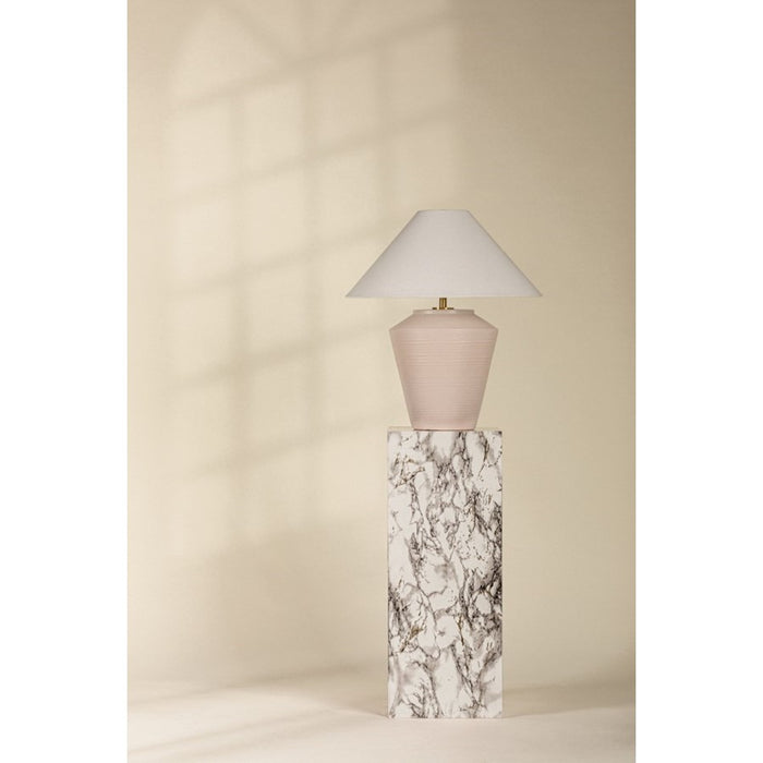 Mitzi Rachie 1 Light Table Lamp, Brass/Terracotta/White