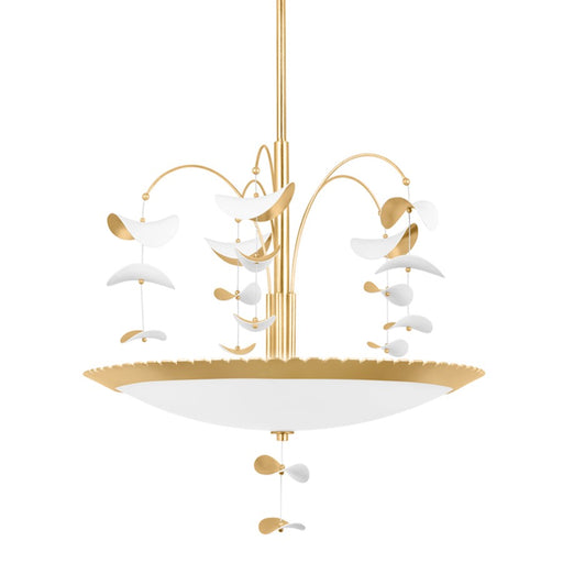 Hudson Valley Paavo 6 Light Chandelier, Gold/White/Etched - KBS1747806-GL-SWH